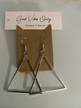 GOOD VIBES 😎 ONLY Silver Triangle Drop Earrings